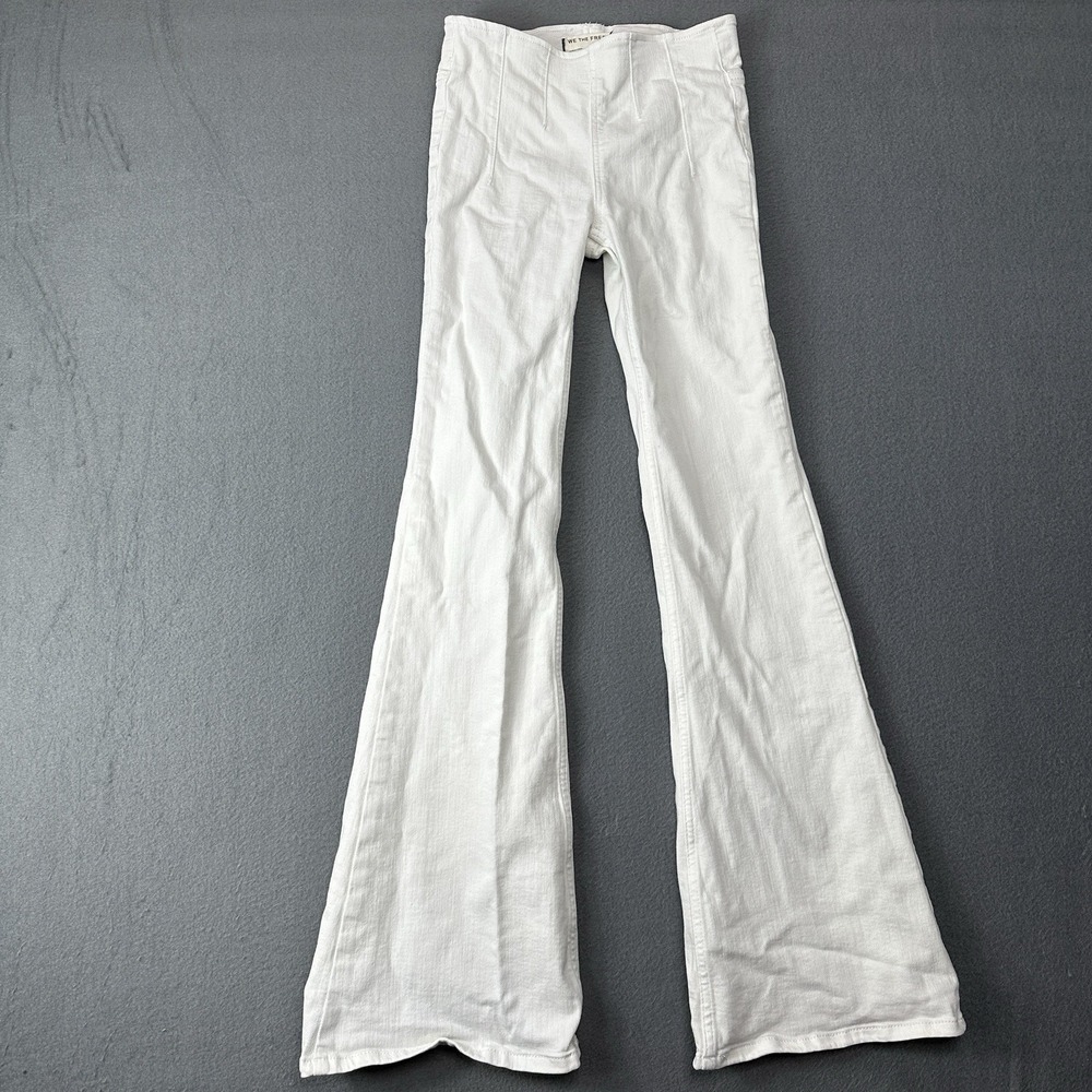 We The Free People Women's white Pull On Flare Stretch Jeans Pants Size 24